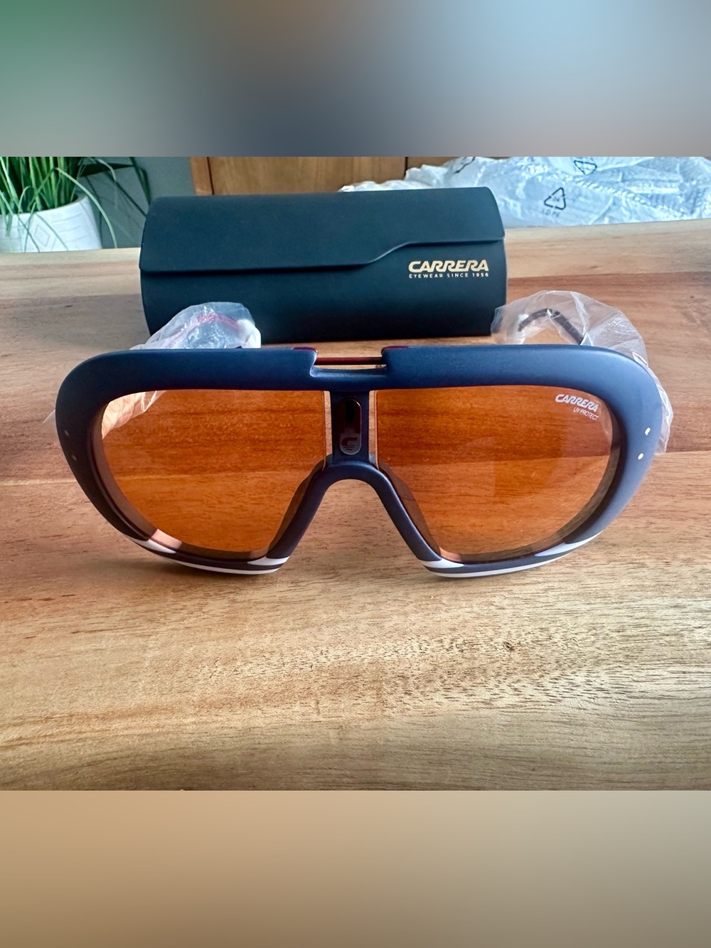 Carrera Men’s Blue Frame Sunglasses with Amber Lenses